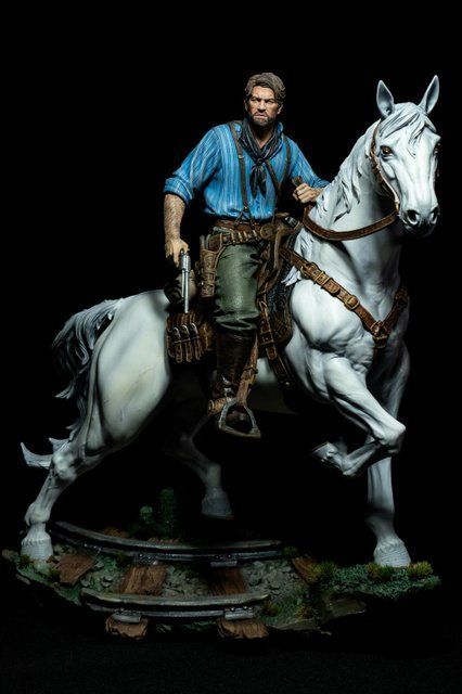 Arthur Morgan & Horse Diorama &ndash; RDR2 | Exclusive Hand-Painted Figure, Painted, L (36cm)