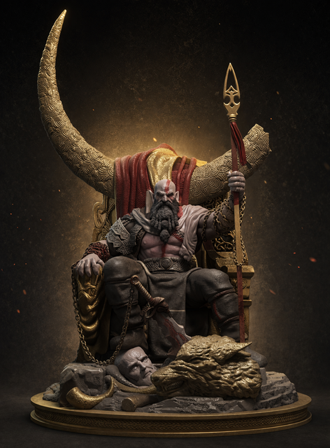 Коллекционная диорама Кратос на троне &mdash; God of War Kratos on Throne Diorama &mdash; God of War Collectible Statue фото