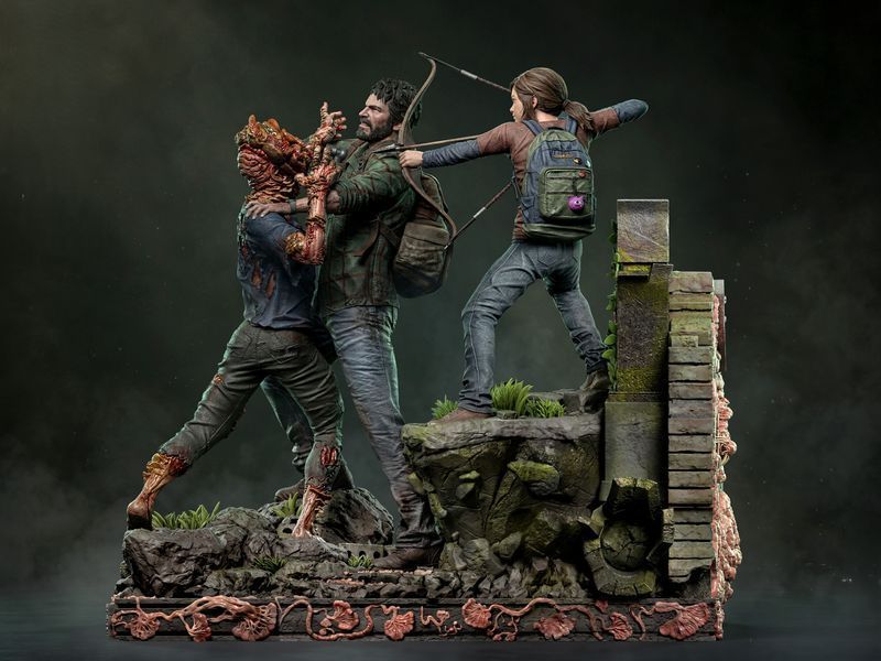 Joel, Ellie & Clicker Collectible Diorama (The Last of Us) &mdash; 1/6 Scale, Painted, L (41cm)