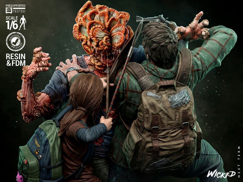 Joel, Ellie & Clicker Collectible Diorama (The Last of Us) &mdash; 1/6 Scale, Painted, L (41cm)