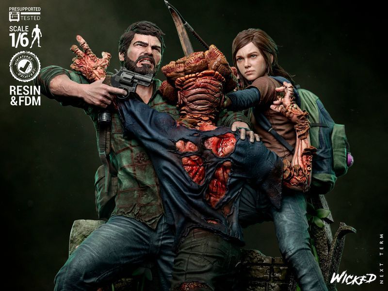 Joel, Ellie & Clicker Collectible Diorama (The Last of Us) &mdash; 1/6 Scale, Painted, L (41cm)