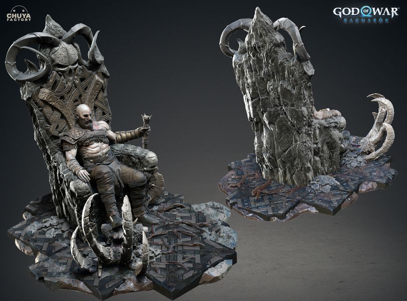 Коллекционная диорама Кратос на троне &mdash; God of War Kratos on Throne Diorama &mdash; God of War Collectible Statue фото