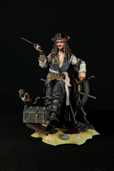 Captain Jack Sparrow Collectible Figure (Pirates of the Caribbean), Painted, L (36cm)