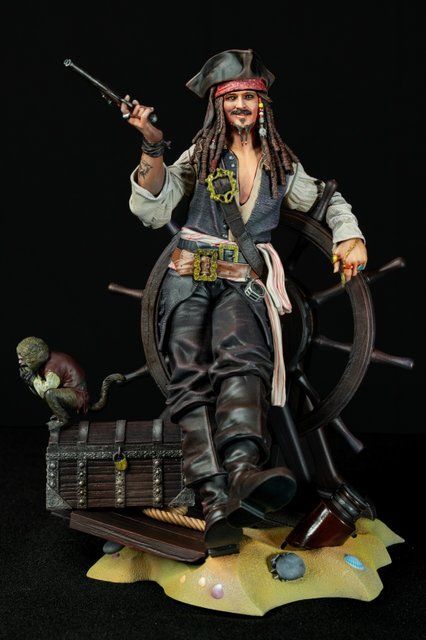 Captain Jack Sparrow Collectible Figure (Pirates of the Caribbean), Painted, L (36cm)