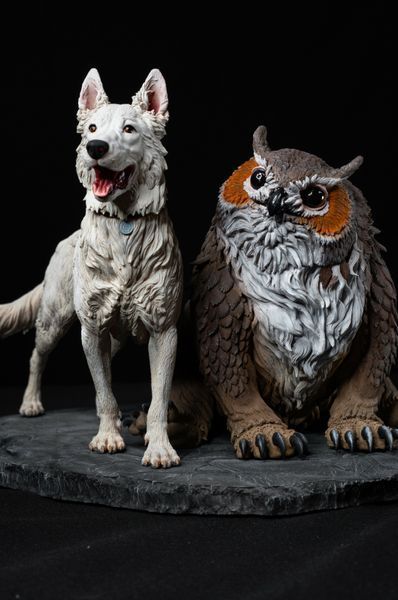 Baldur's Gate 3 Diorama: Scratch & Owlbear 3D Printed Figurine, Unpainted, Standart 14 * 20cm