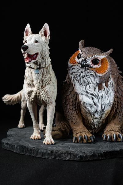 Baldur's Gate 3 Diorama: Scratch & Owlbear 3D Printed Figurine, Unpainted, Standart 14 * 20cm