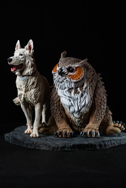 Baldur's Gate 3 Diorama: Scratch & Owlbear 3D Printed Figurine, Unpainted, Standart 14 * 20cm