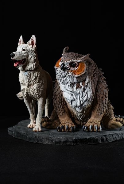 Baldur's Gate 3 Diorama: Scratch & Owlbear 3D Printed Figurine, Unpainted, Standart 14 * 20cm